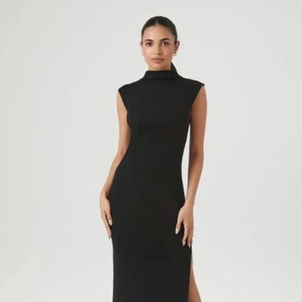mock neck little black dress sleeveless sheath high collar cheongsam style 8 - Picture 9 of 9